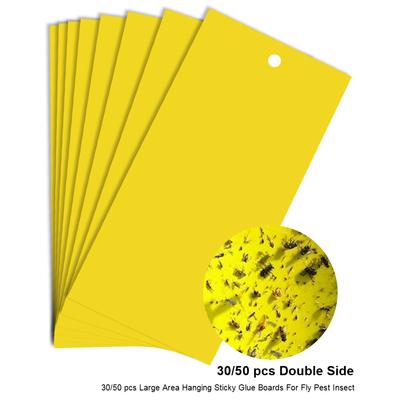 Flying Insect Catching Control Sticker 30/50 Pcs Strong Fruit Fly Trap Insects Glue Sticky Board Trap Double-sided Yellow for Greenhouse Home Garden