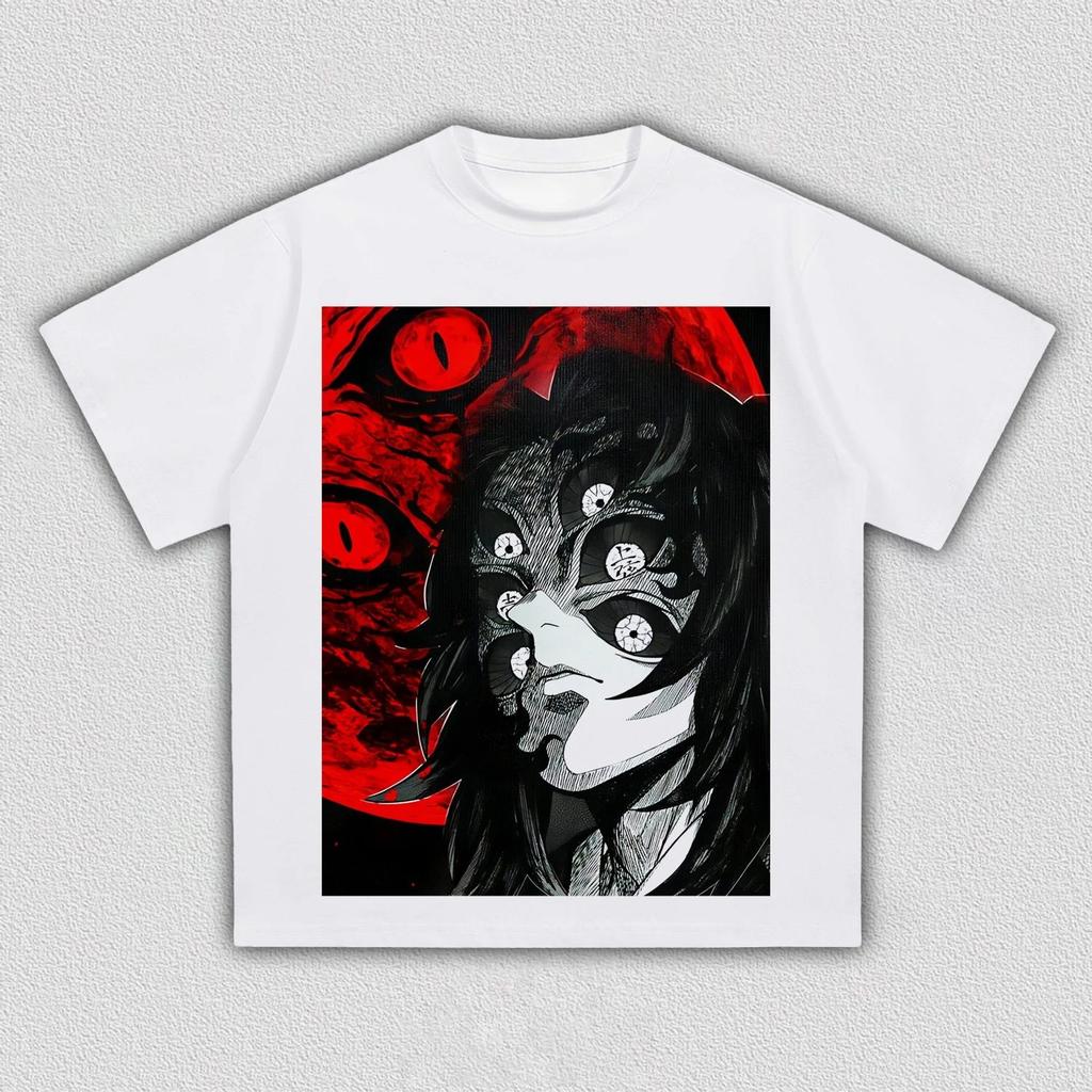 Demon Slayer Kokushibo Red Moon Anime Graphic T-Shirt Cool Dark Manga Art Print Casual Streetwear Tee Unisex