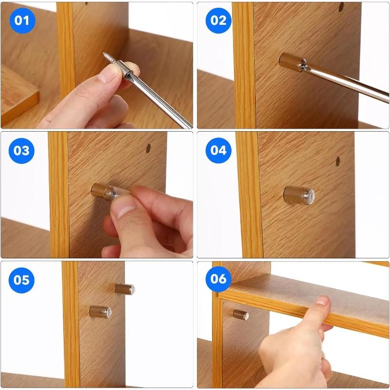 50/30/20Set Screws Screw Shelf Dowels Tool Boxs Rubber Sleeves Bolt Support Nails Wooden Glass Wardrobe Fasteners Hardware