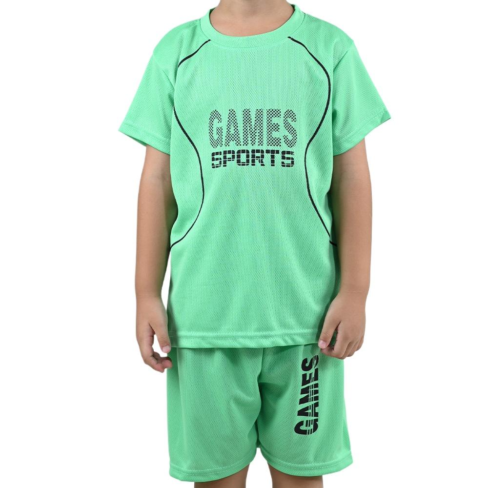 Boys Quick Dry T-Shirt Shorts Set Children Summer Athletic Breathable Running Suit 2-Piece Lightweight Sweat Comfortable