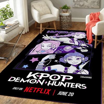1Pc Kpop Demon Hunters Rug, Office Carpet Indoor Outdoor Doormat, Non-Slip Soft, Living Room, Christmas Halloween Gift M929201