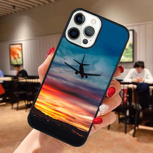 Airplane Sunrise Aircraft Phone Case For iPhone 17 Air 13 12 14 15 16 For Apple iPhone 17 Air Pro Max Plus Coque