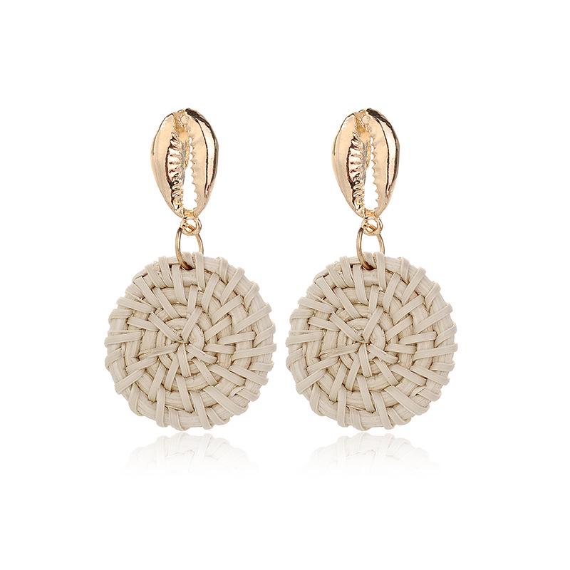European  American Fashion Shell Woven Stud Earrings