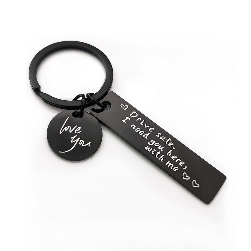 Keychain Pendant Drive Safe Love You Holiday Gift Stainless Steel Keychain Stainless Steel Keychain for Backpack Bag Pendant