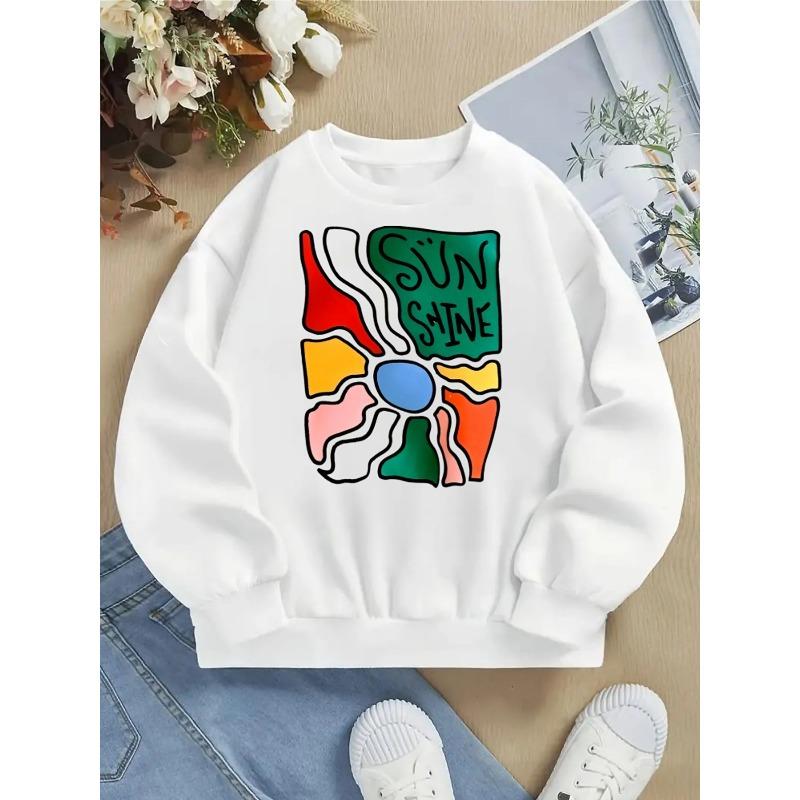 Kids Sweatshirt Trendy Crewneck Sweatshirt Featuring a Sunshine Abstract Art Print