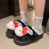 Thick-bottomed Thermal Bag Head Slippers Female Season Girl Heart Cute Kitten Women Bag Head Cotton Slippers