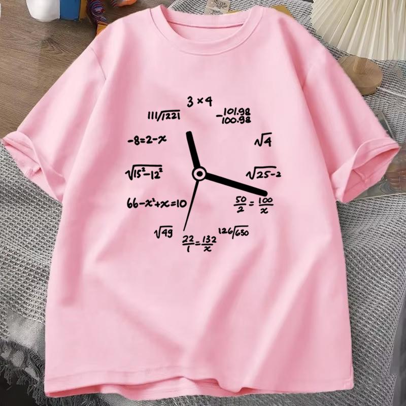 Funny Math Clock Print T Shirts Top Birthday Gifts Oneck T Shirt for Unisex Short Sleeve Tshirt Male Tops Humorous Math TShirts