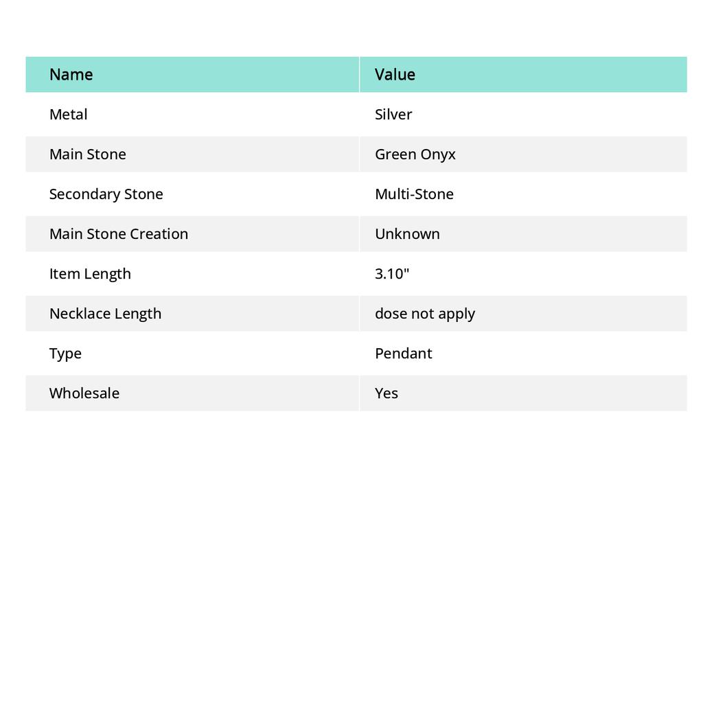 Grüner Onyx & Multi-Edelstein Anhänger Handgefertigt Hochzeitsgeschenk Schmuck 3,1" E2z33