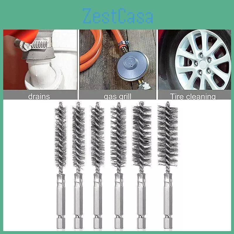 Steel Electric Stainless Drilling Brushes Wire Pipe Brush Hexagonal Cleaning Rod