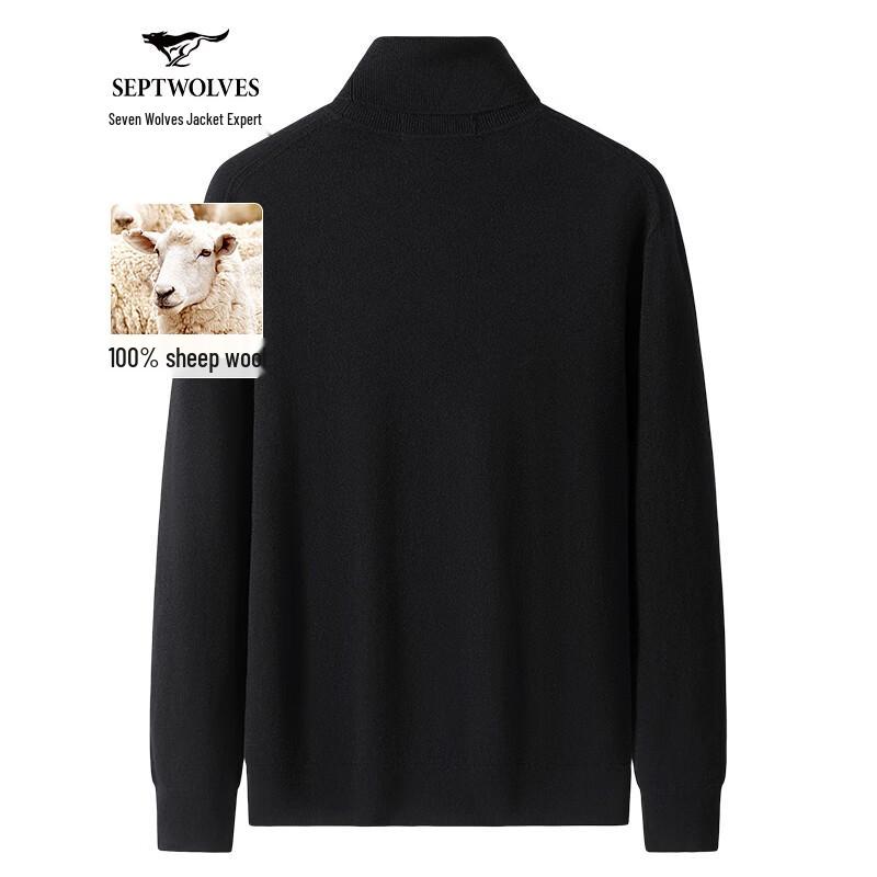Septwolves Men's 100% Pure Wool Turtleneck Sweater