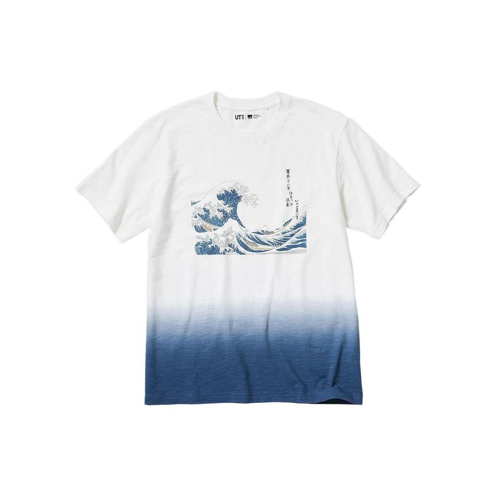UNIQLO Scenic Pattern Printed Crew Neck Short Sleeve T-Shirt Unisex Tops Off-White 459320--01