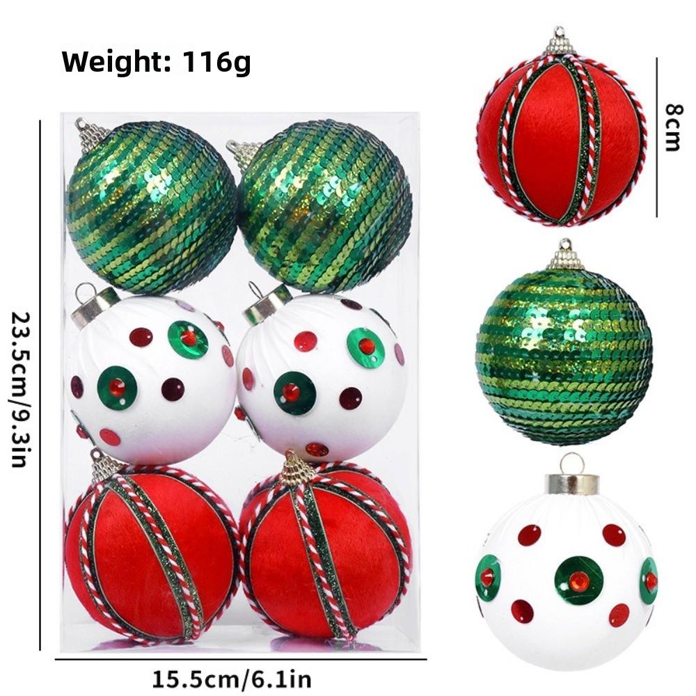 6pcs New Foam Christmas Ball Pendant Wrap Cloth 8cm Xmas Tree Charm Christmas Supplies Merry Christmas