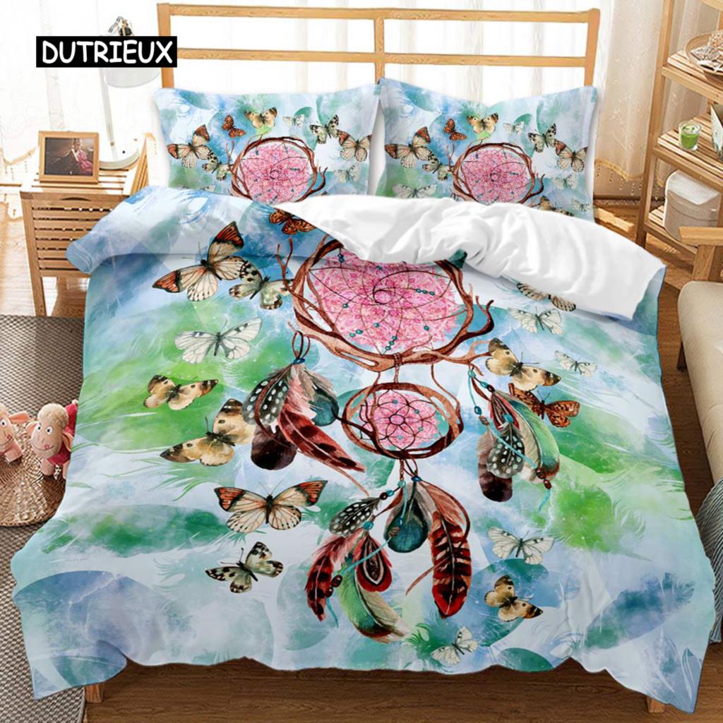 

SkinFriendly Comfortable Twin Queen King Dream Catcher Ethnic Tribal Feathers Pattern Size Polyester Qulit Quilt Comforter (quilt)-EU Single(135*200cm)3pcs