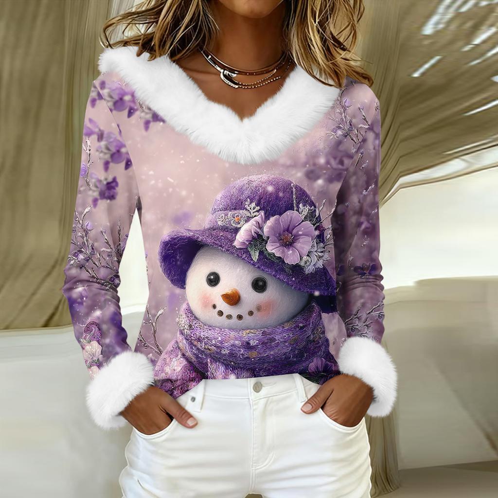 Dámské košile s dlouhým rukávem Roztomilé topy Vánoční potisky Trička Blůzy Ležérní Nadměrné velikosti Základní topy Pulovr