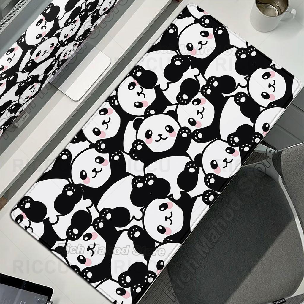 Large Mausepad Cute Panda Mousepad XXL Gamer Keyboard Mat Pc HD Desk Mats Company Mouse Pad Black White Cartoon Deskpad For Gift