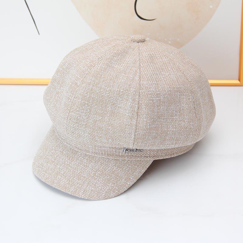 Linen Octagonal Hat Children's Autumn and Winter Elegant Fashion Versatile Beret Newsboy Hat Cap British Temperament