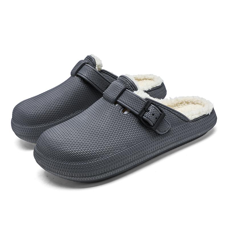

Winter Slippers for Men Half Shoes Anti-Skid Kitchen Shoes Lightweight Eva Slides Comfortable Male Sandals Chaussures Homme Luxe 44-45 сірий колір