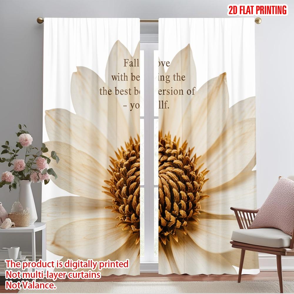 

2pcs 2D flat printing Curtain Dried flower inspirational quote Fabric Without Electricity Festive Curtains for Photo Booths & 52.50×116.00 CM 2pcs
