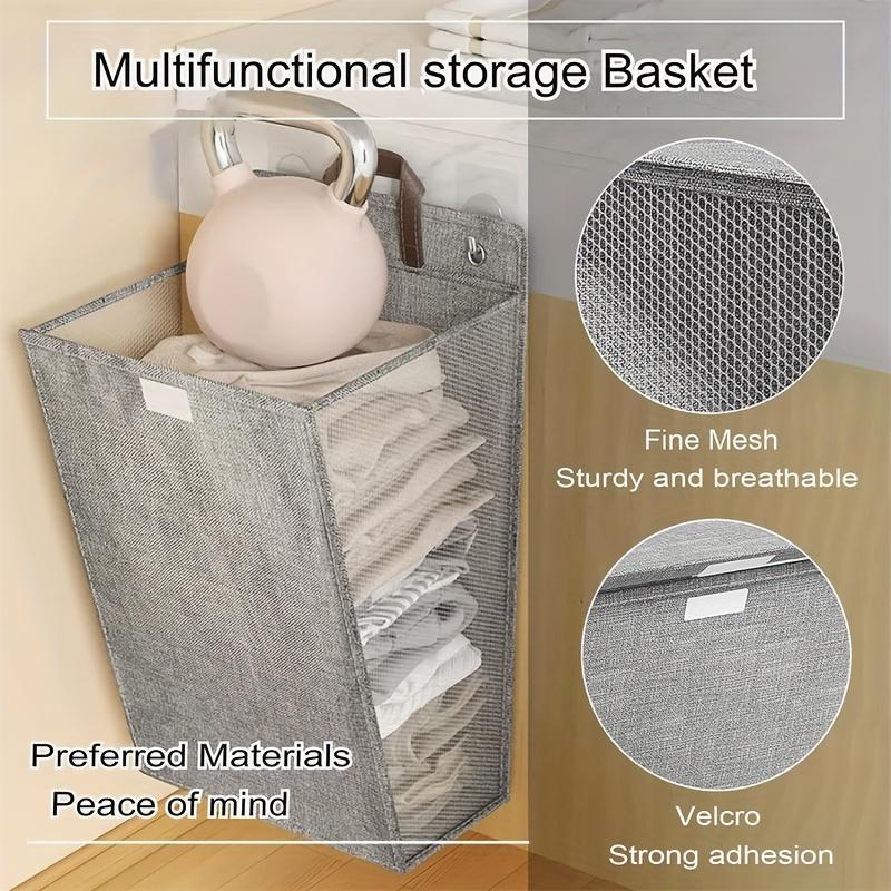 Wall-Mounted Foldable Hamper with Cover | Space-Saving Cloth Basket Suitable for Bathroom, Bedroom, Living Room