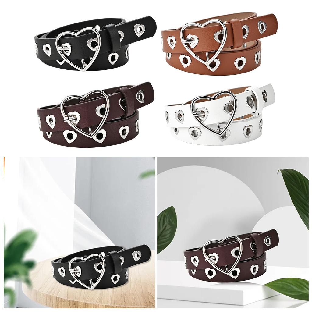 Buckle Decoration Belt Fashion Heart-Shaped Eyelet Hollow Girl Jeans Shorts Porous