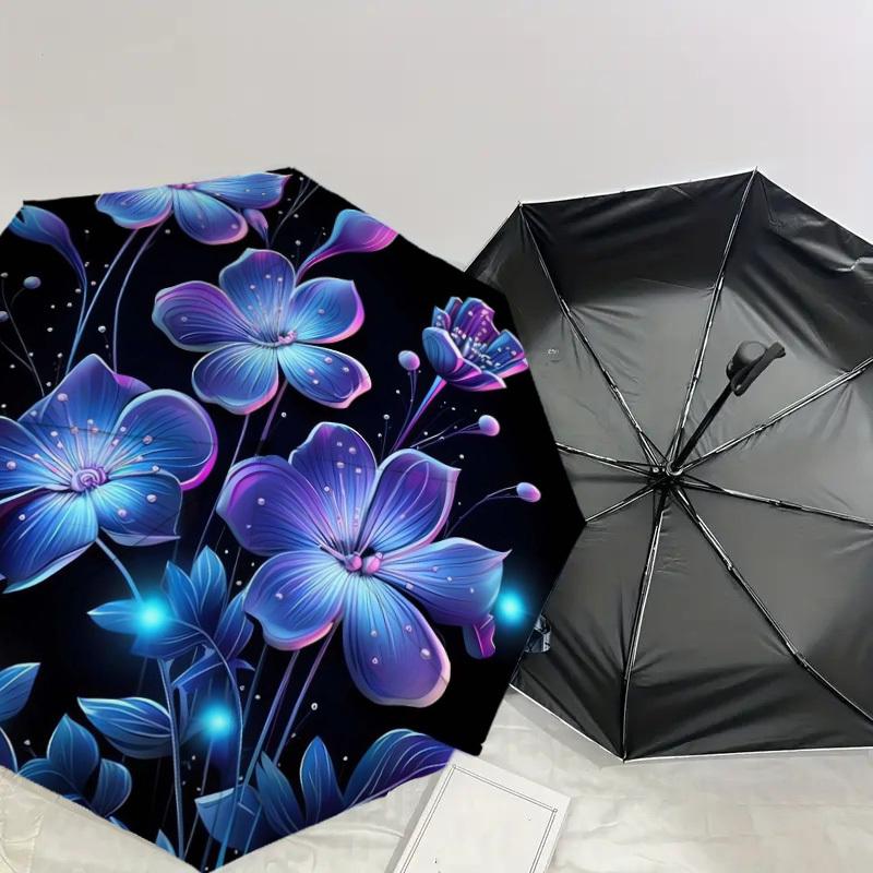 1pc Glowing Midnight Blossoms Umbrella with Plastic Handle,Suitable for All Seasons Home Travel Outdoor UmbrellaDD146