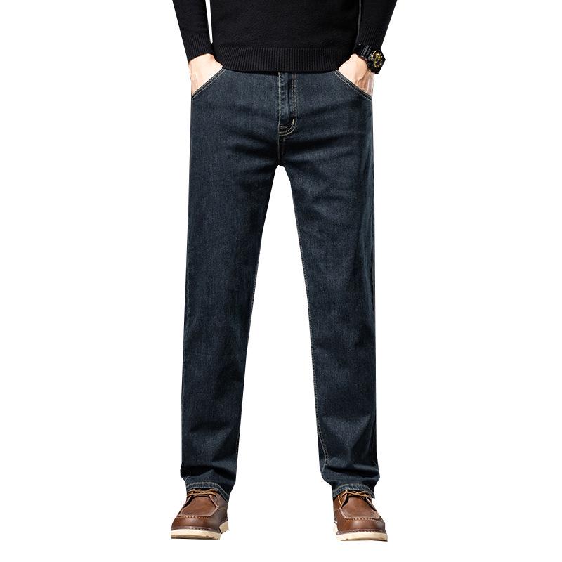 Men's Large Elastic Straight-Fit Casual Jeans - Xinjiang Cotton