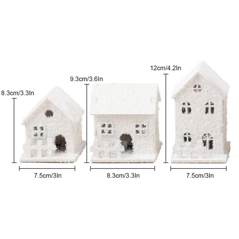 Case de sat de Crăciun iluminate cu LED Case de zăpadă de Crăciun Figurine de clădiri din lemn pentru satul de iarnă Decor pentru petrecerea de sărbători