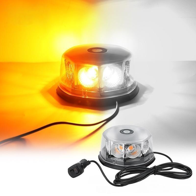 Amber White LED Strobe Warning Light High Bright Magnetic Base Waterproof 1PC for Fire Rescue Vehicle Use one size