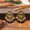 Light Luxury Water Drop Pearl Bead Tassel Earrings In Vintage Ethnic Style  European and American Women's Long Earrings