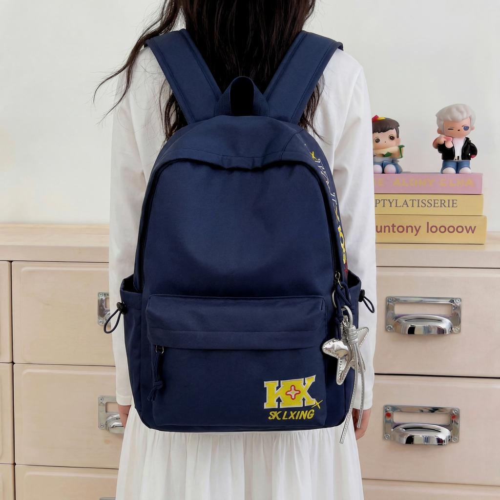 Schoolbag New Letter Large Capacity Junior High School Student Schoolbag Simple Versatile Casual Backpack Niche Design Casual Bag