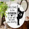 2D Flat Aluminium Bathroom Sign with Black Cat Pattern - Funny Decorative Sign & Plaque - Ideal for Bathroom Wall Decoration - Home Hanging Decor for