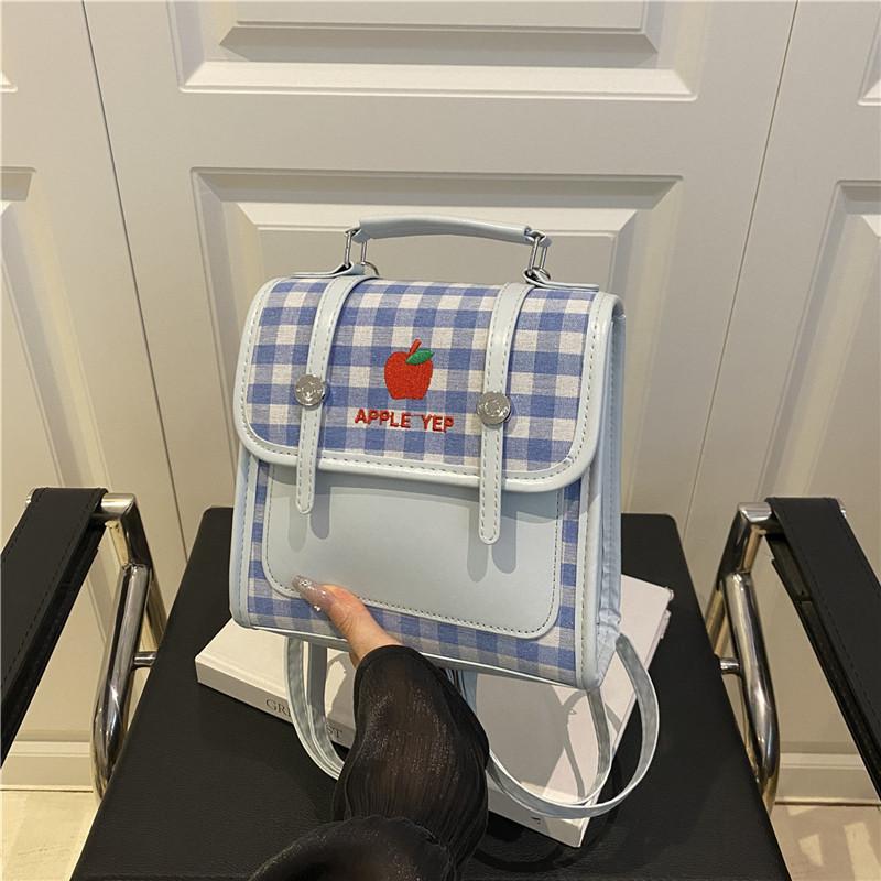 Schoolbag Japanese niche design plaid small backpack lightweight multi-functional messenger bag small fresh college style bag