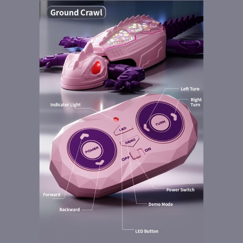 LED Wall Climbing Crawler Toy with Handheld Controller, Rechargeable Novelty Toy with Charging Cable for Indoor Play