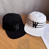 Letter W Cotton Blend Baseball Hat With Wide Brim And Letter Embroidery For Teens