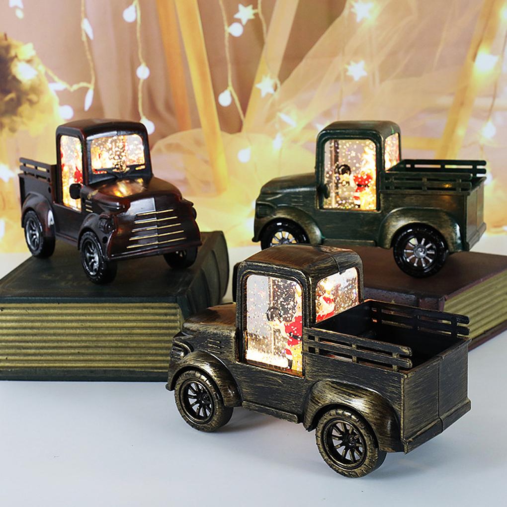 Table Ornament Christmas Truck Festival Desktop Decoration LED Lighting Tabletop Decor