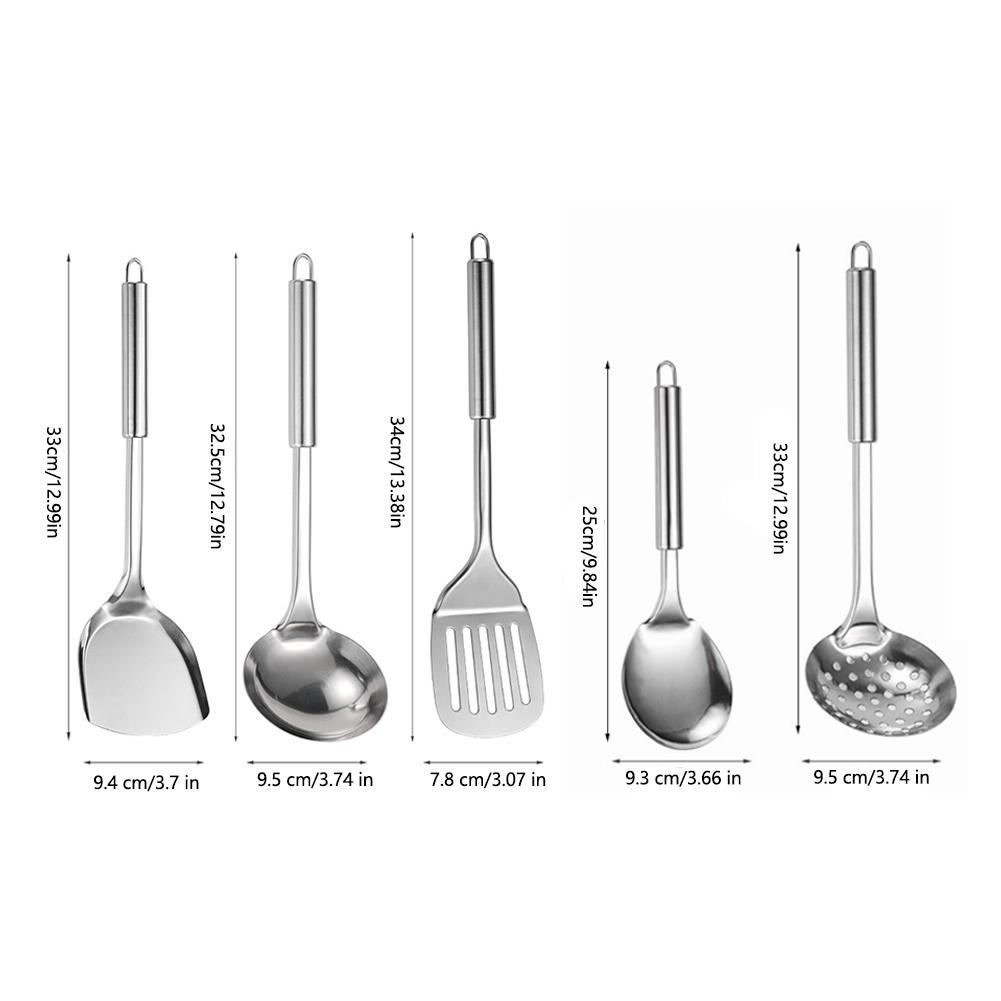 5Pcs Kitchen Cooking Utensils Set 304 Stainless Steel Practical Spatula Kitchen Utensil Set Cooking Tool Washable Spoons Utensil