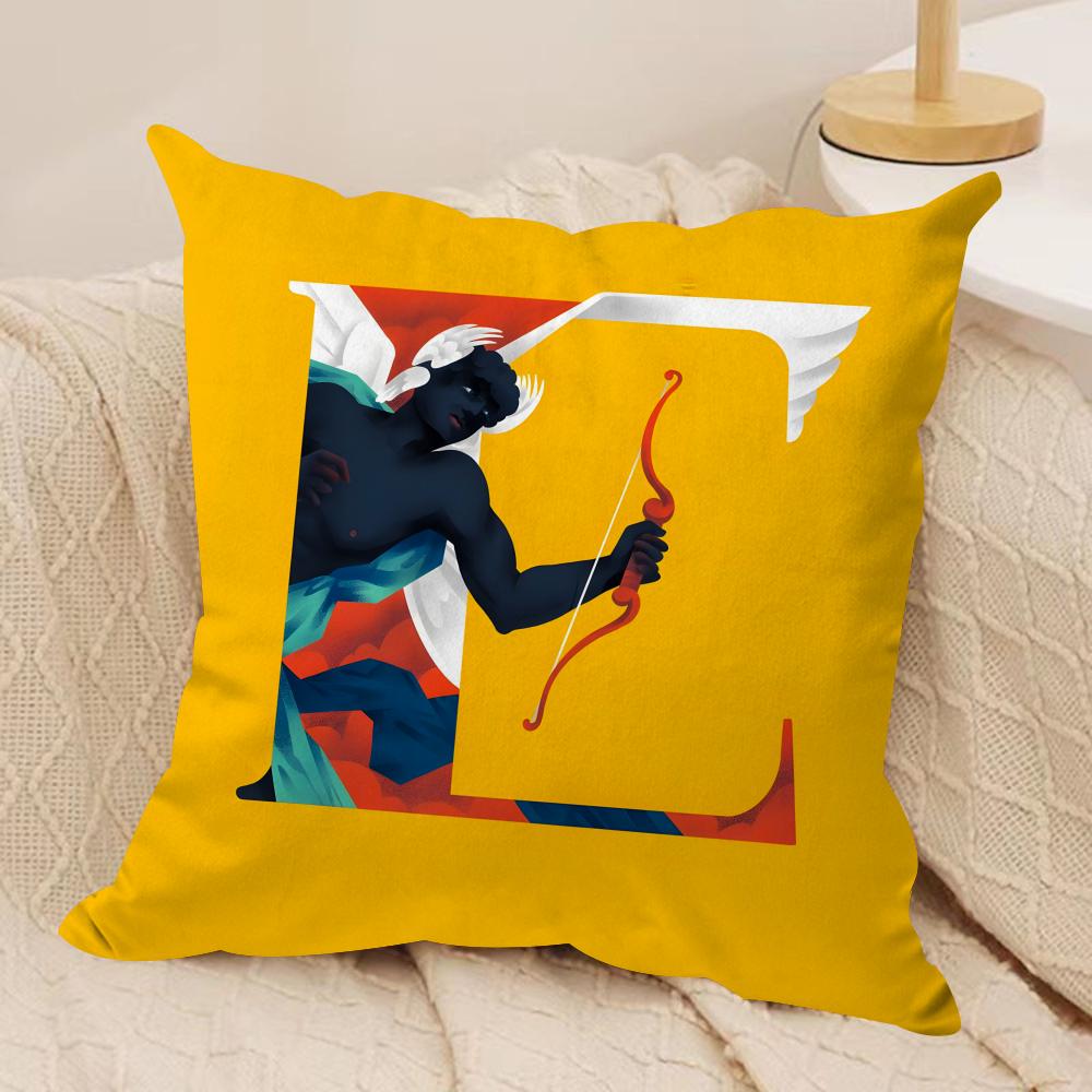Interesting Letters Cushion Cover Soft Plush Fabric DoubleSided Printed Sofa Cushion Cover for All Seasons Home Decor Gift