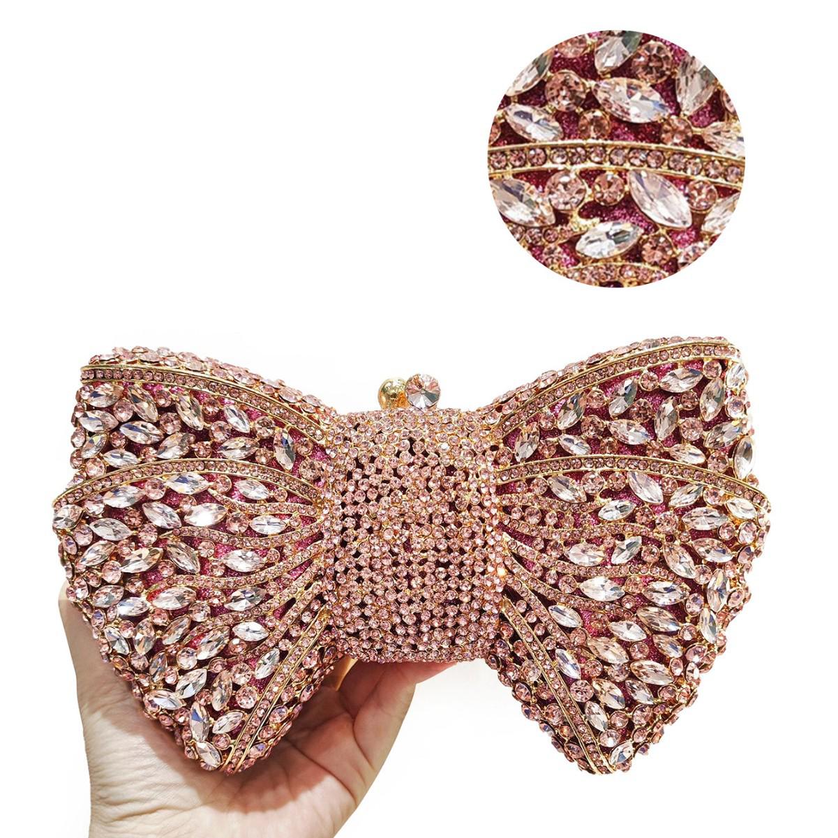 Luxury Rhinestone Bow Crystal Clutch Evening Bag