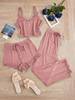 Popular Women's Three-Piece Lace Trim Pajama Set: Camisole, Shorts, and Long Pants