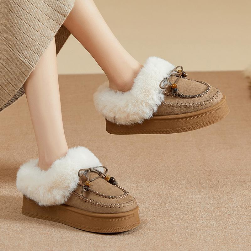 Winter Slippers Platform Mini Boots for Women Short Ankle Boots Fur Fleece Lined Sneakers House Shoes Women's Warm Anti-Slip Outdoor Indoor Snow Boots