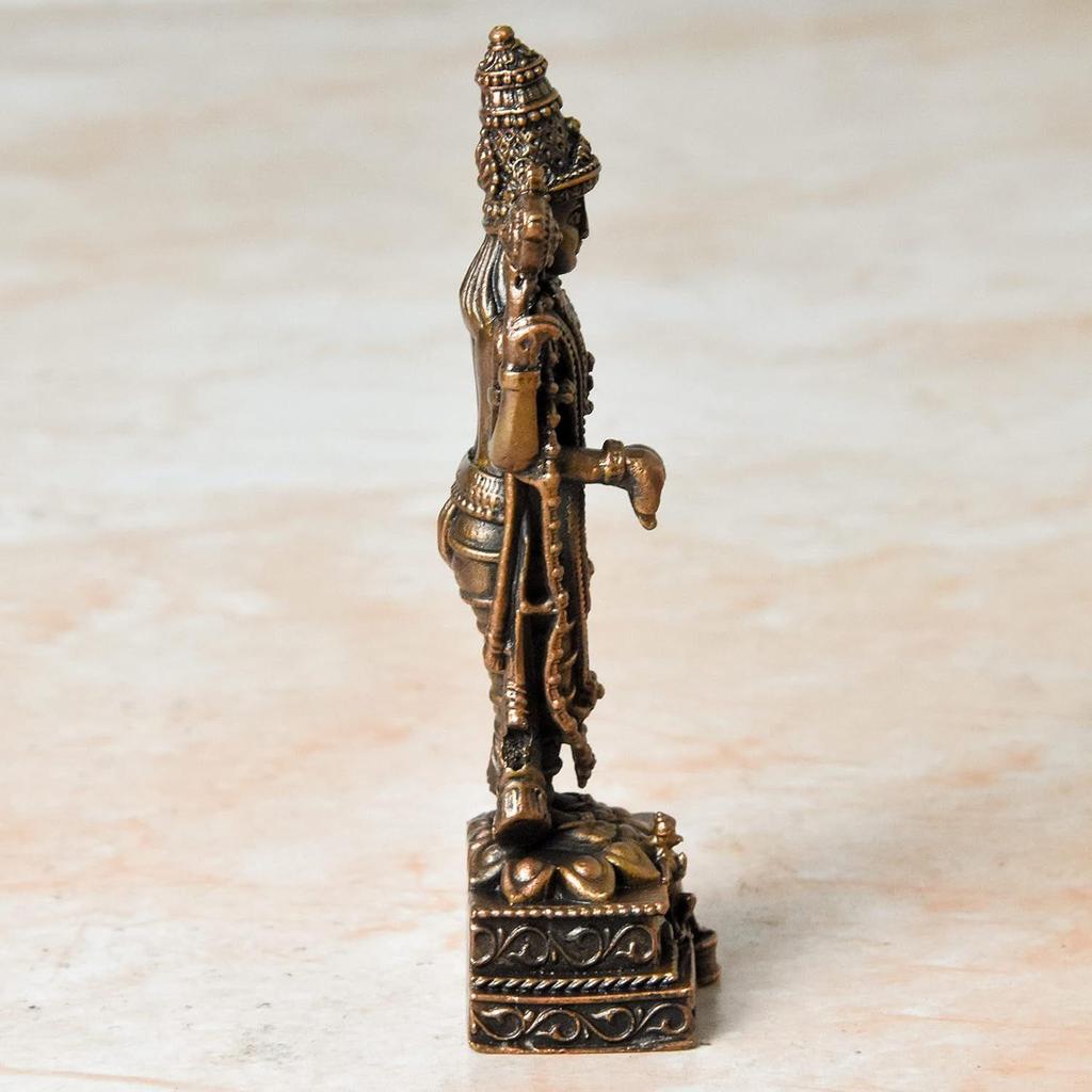 Handmade Copper Balaji Idol with Garuda Special | 4 Inches, Patina Antique Finish | Sacred Pooja & Home Decor | by Bhimonee Decor