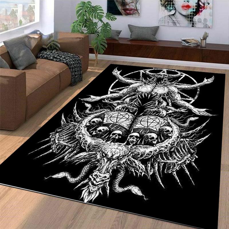 "Dark Occult Illustration Carpet with Baphomet Design and Mystical Symbolic Art" Suitable for use as an anti-slip for room and bedroom sofas