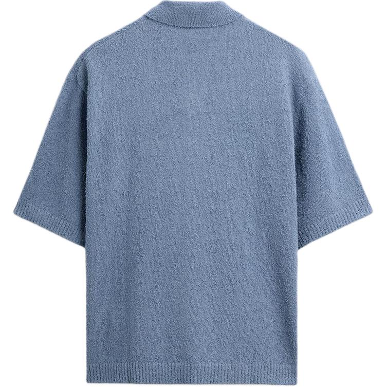 Zara Solid Color Simple Terry Jacquard Polo Shirt Men Polo Shirts Sky-Blue 9598323-403