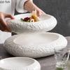 Irregular Rock Texture Ceramic Dinner Plate Restaurant Double Layer Insulation Plate Dessert Pasta Plate Specialty Tableware