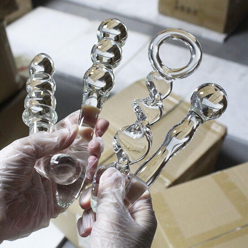 Manyjoy Crystal Glass Dildos Masturbator Realistic Dildo Penis Glass Beads G-Spot Anal Butt Plug Sex Toys for Man Woman Couples