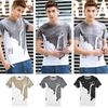 Trendy Mens Fashion Milk Poured Pattern Printed Short Sleeve Round Neck T-shirt