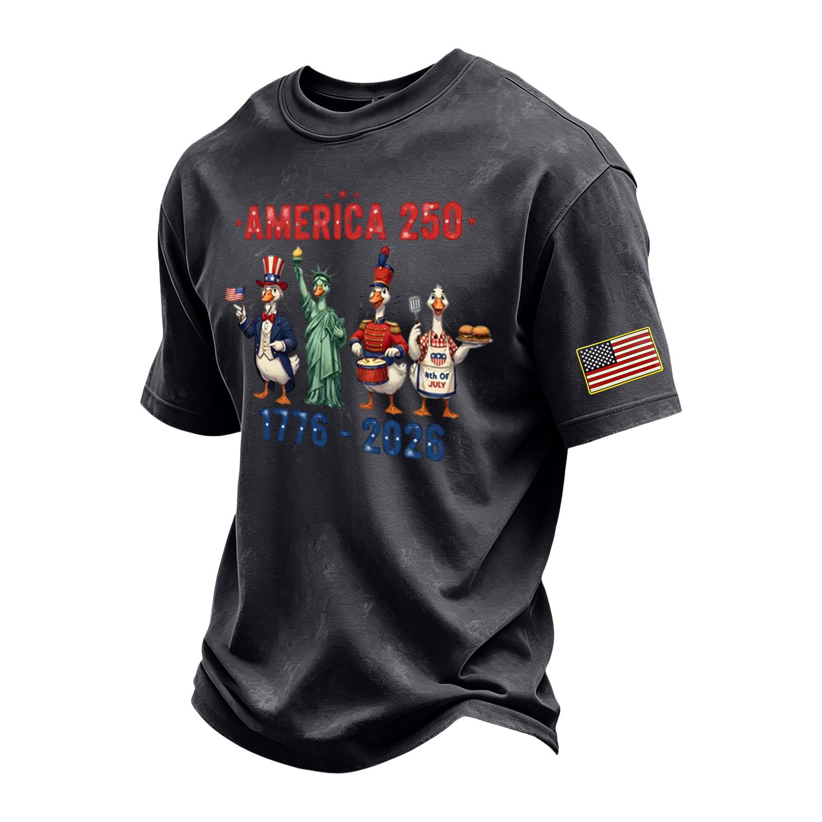 

Men s Vintage Washed Crew Neck Short Sleeve T Shirt with Independence Day Graphic Print Comfortable Casual Fit XXL чёрный