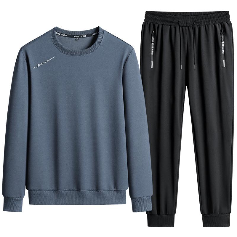 Neuer Sweatshirtanzug Herren Sport Herbst und Winter Pullover Langärmlig Locker Oberteil Elastische Taille Freizeitanzug