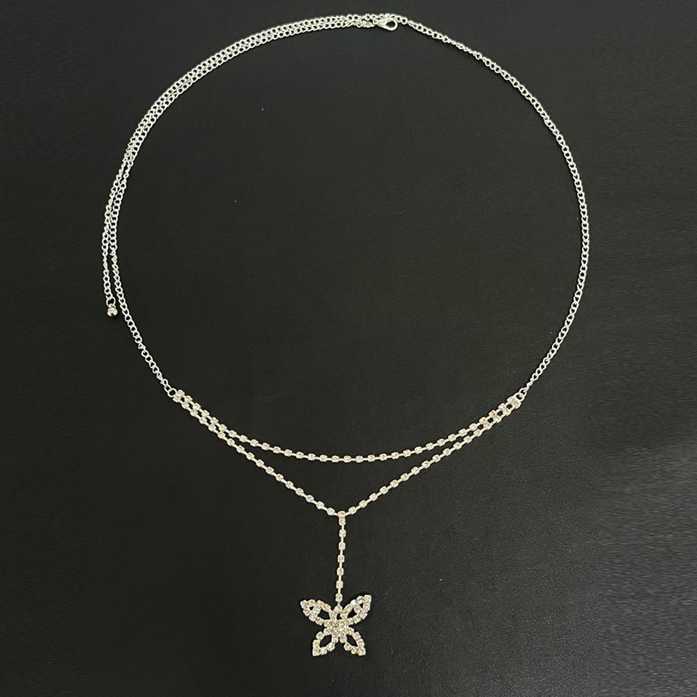 Elegant Rhinestone Butterfly Waist Chain for Beachwear