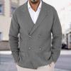 Men's Solid-Color Knitted Cardigan, Slim-Fit Cuban Collar, Turn-Up Collar, Double-Breasted Sweater